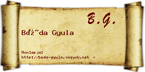 Béda Gyula névjegykártya