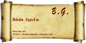 Béda Gyula névjegykártya